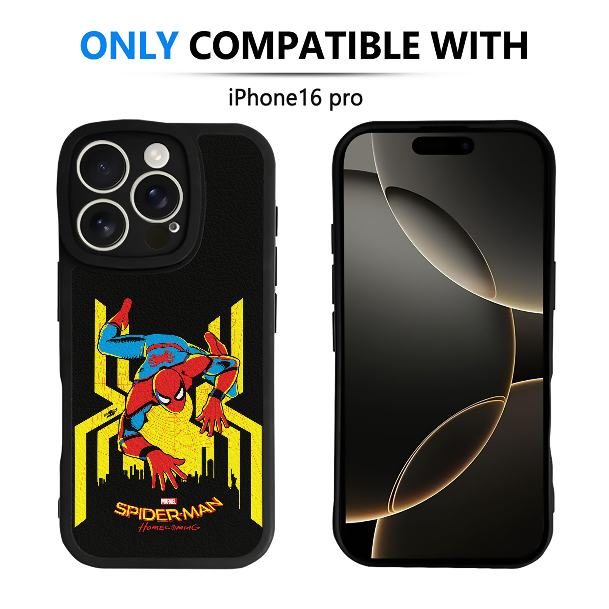 （画像用） Spider Man スパイダーマン 【iPhone 16シリーズ対応】シリコンスマホケース（レザー調） 材質：シリコン